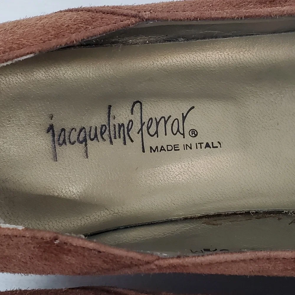 Vtg‎ Y2K Jacqueline Ferrar Low Heel Brown Suede Leather 6.5 M Italian Fast Ship
